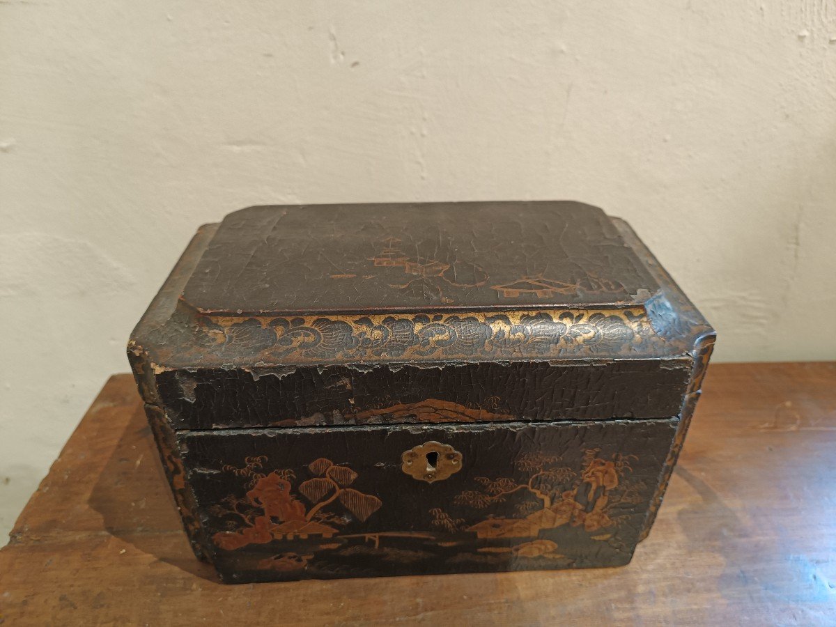 Scatola in legno laccato a chinoiserie, Inghilterra,XVIII secolo-photo-2