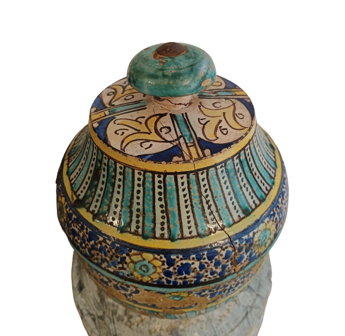 Antico vaso in ceramica smaltata ,Medio-Oriente, inizio del XIX secolo.-photo-3