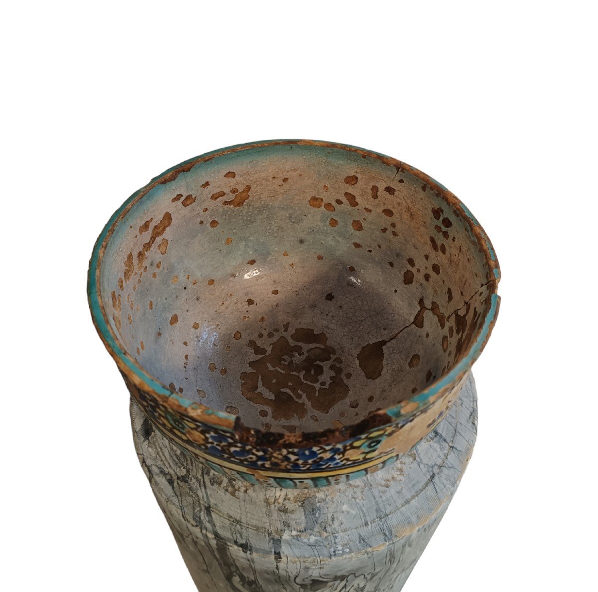 Antico vaso in ceramica smaltata ,Medio-Oriente, inizio del XIX secolo.-photo-2