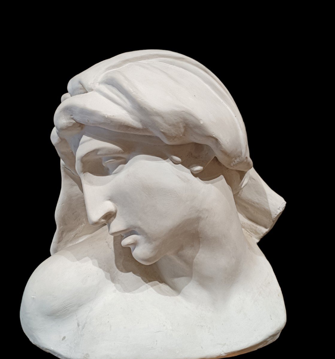 Busto in gesso raffigurante soggetto femminile.  Italia,metà XX secolo.-photo-2