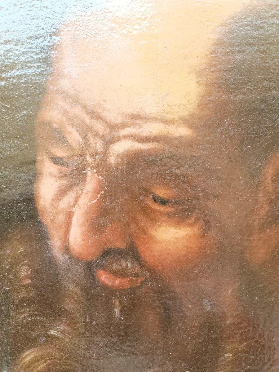 Quadro ad olio su tela raffigurante testa maschile. Italia Meridionale,XVII secolo.-photo-3