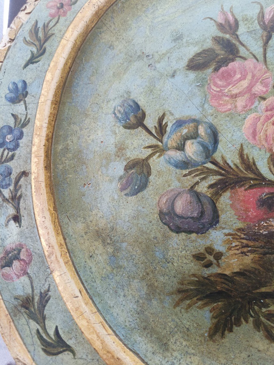 Vassoio in legno dipinto e dorato.Italia,XVIII secolo.-photo-3