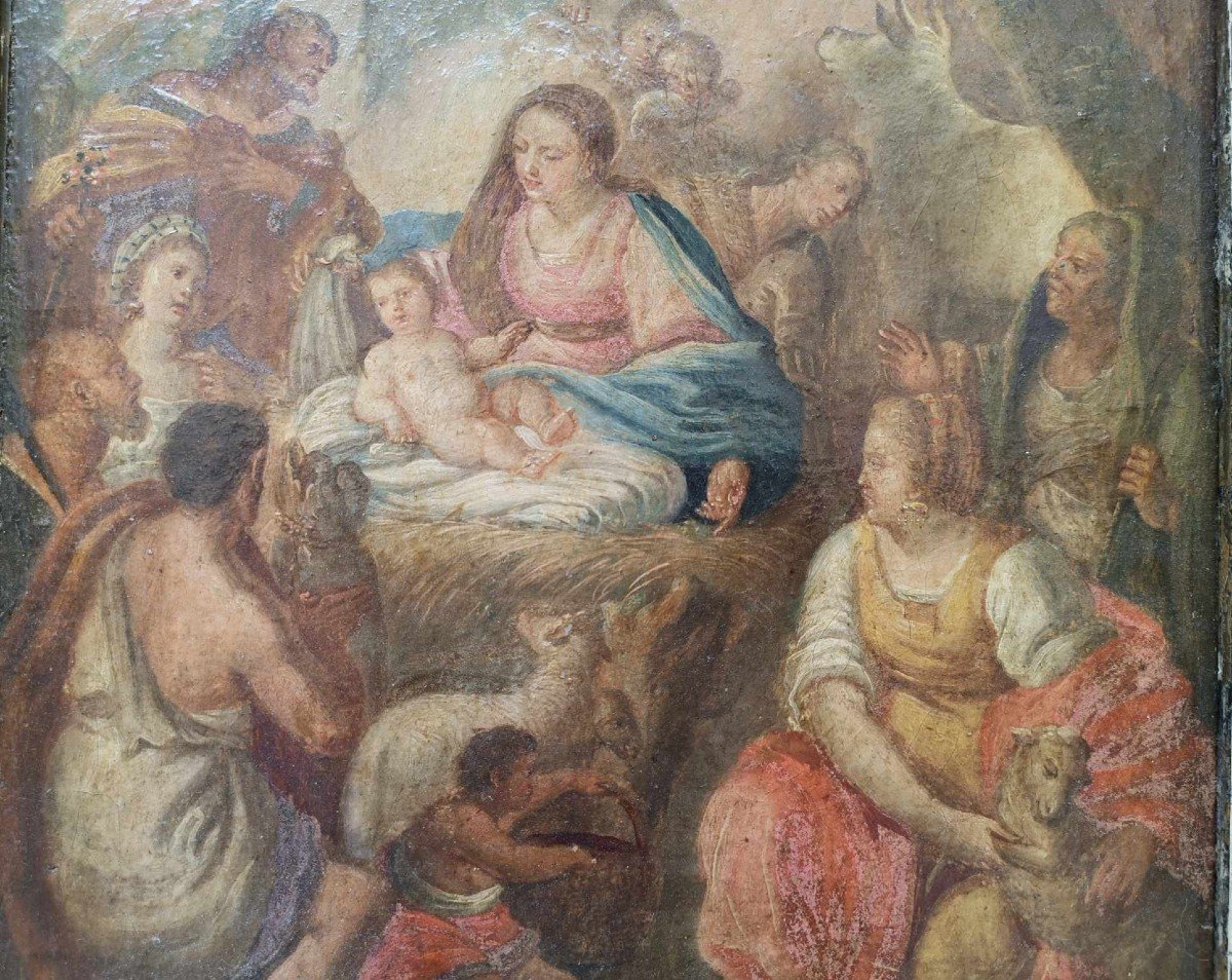Bozzetto ad olio su tela .Scuola Napoletana del XVIII secolo.-photo-2