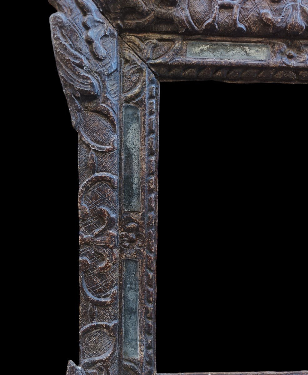 Cornice in legno argentato e specchi al mercurio.  Francia, periodo Luigi XIV.-photo-3