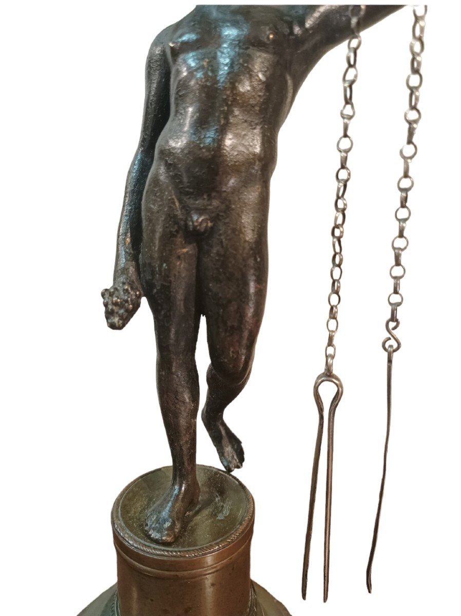 Coppia di lucerne in argento e bronzo.Italia,centrale ,inizio XIX secolo.-photo-2