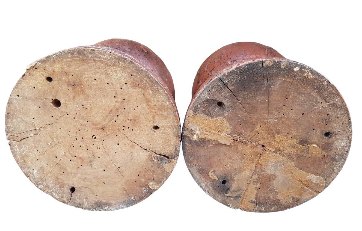 Coppia di sfere in legno laccato.  Italia ,XVII secolo-photo-3