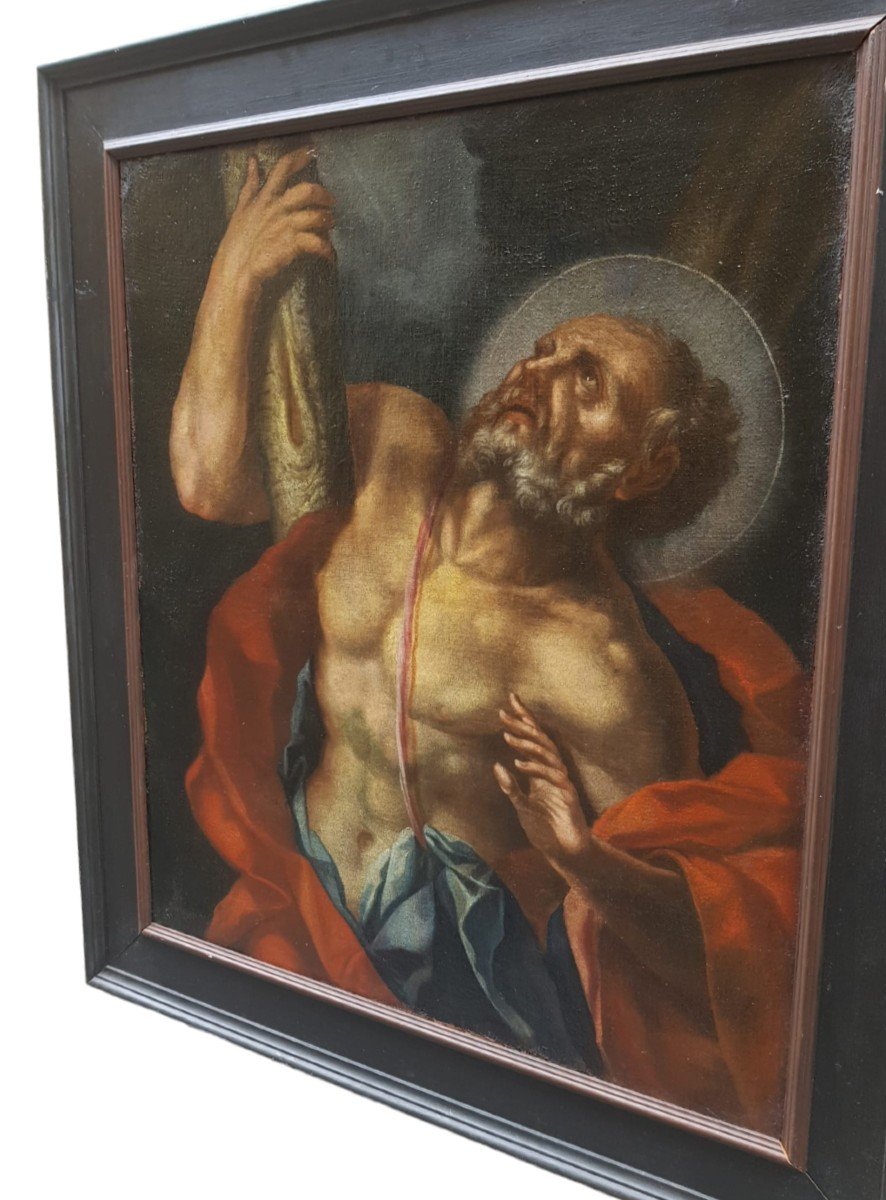 Olio su tela raffigurante Sant'Andrea. Veneto,XVII secolo.-photo-2