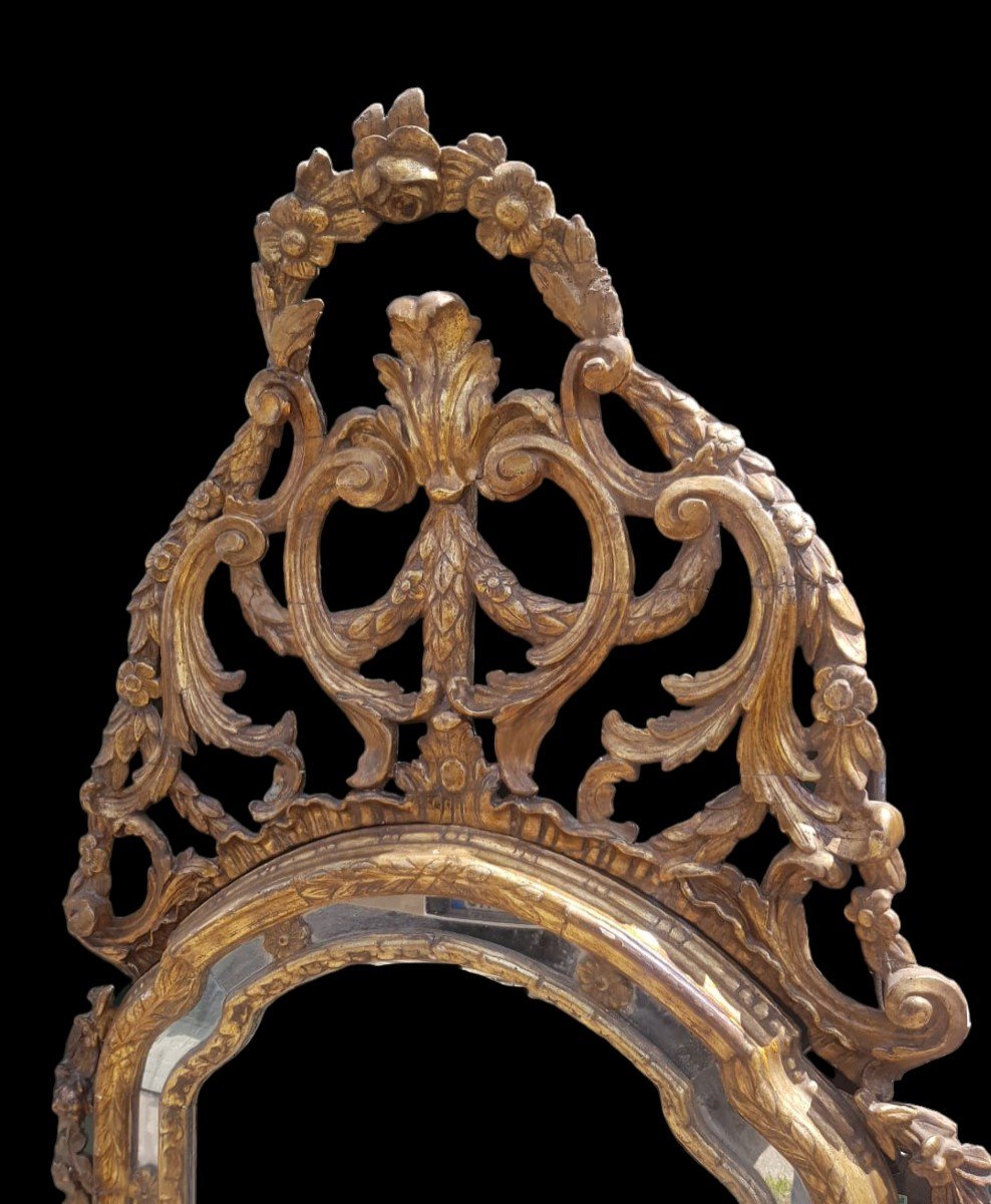 Specchiera in legno intagliato argento mecca.Piemonte,XVIII secolo.-photo-2