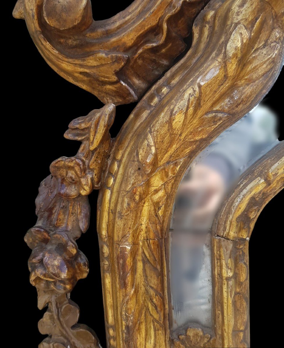 Specchiera in legno intagliato argento mecca.Piemonte,XVIII secolo.-photo-4