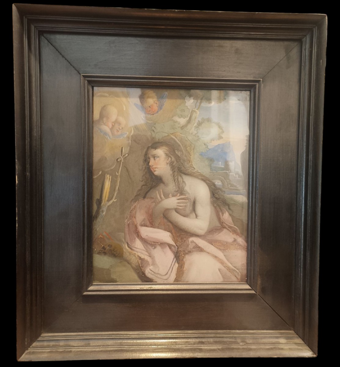 Dipinto su vetro.Bottega di Luca Giordano(1634-1705).-photo-2