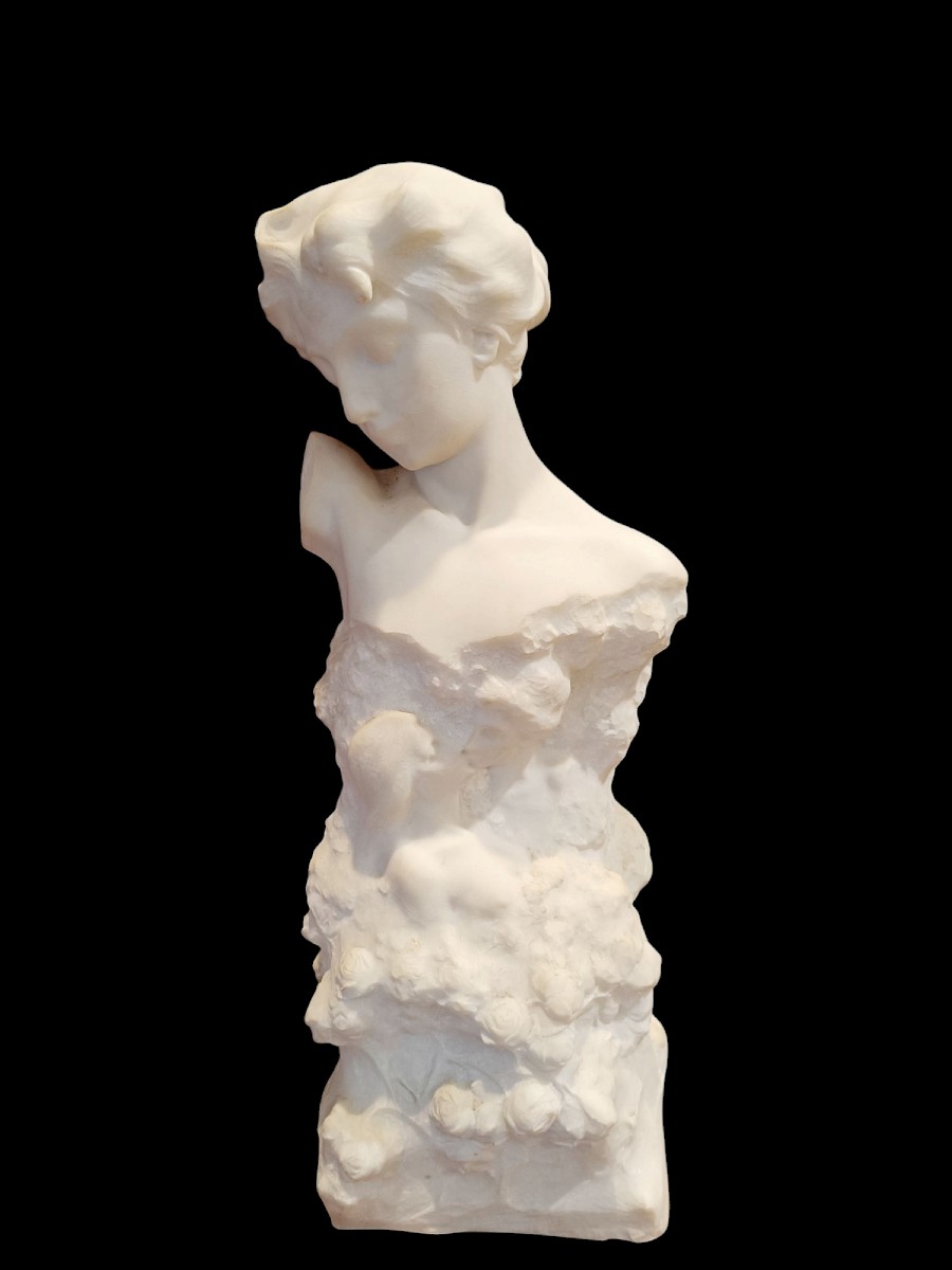 Scultura in marmo bianco.1900 circa.-photo-2