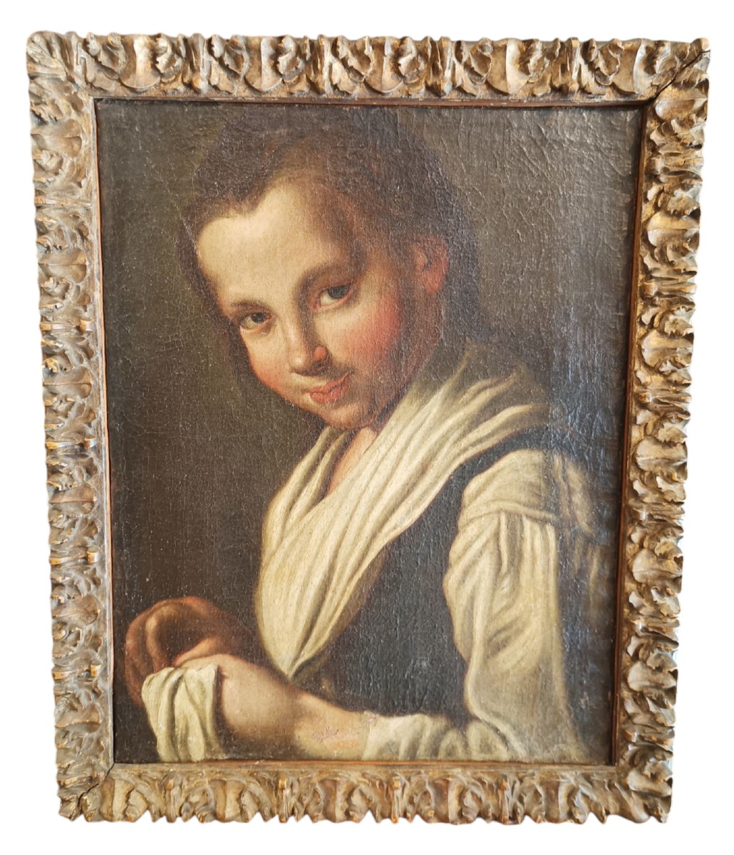 Dipinto raffigurante bambina. Felice Boscaratti(1721-1807).
