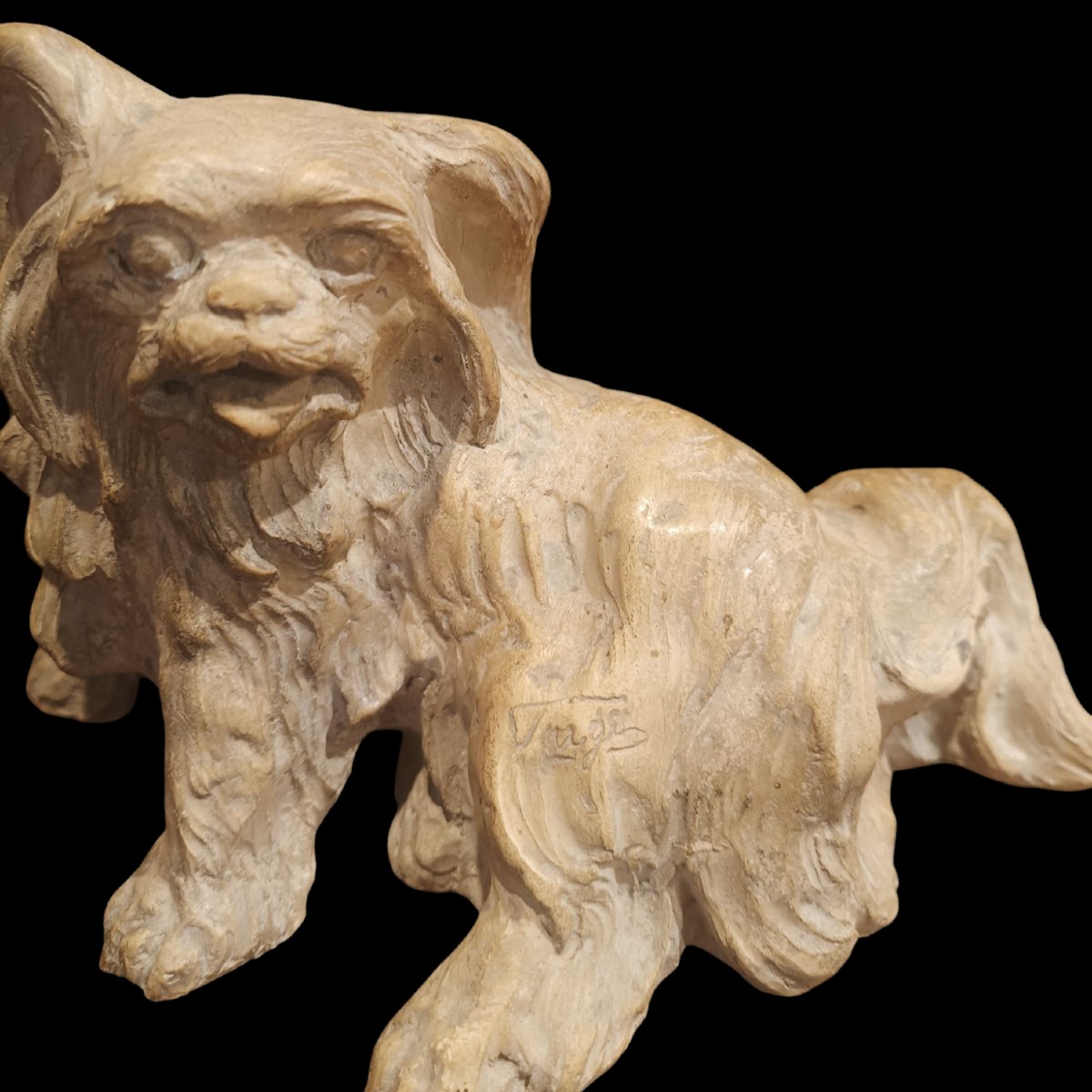 Scultura terracotta raffigurante un cane.Inizio XX secolo.-photo-1