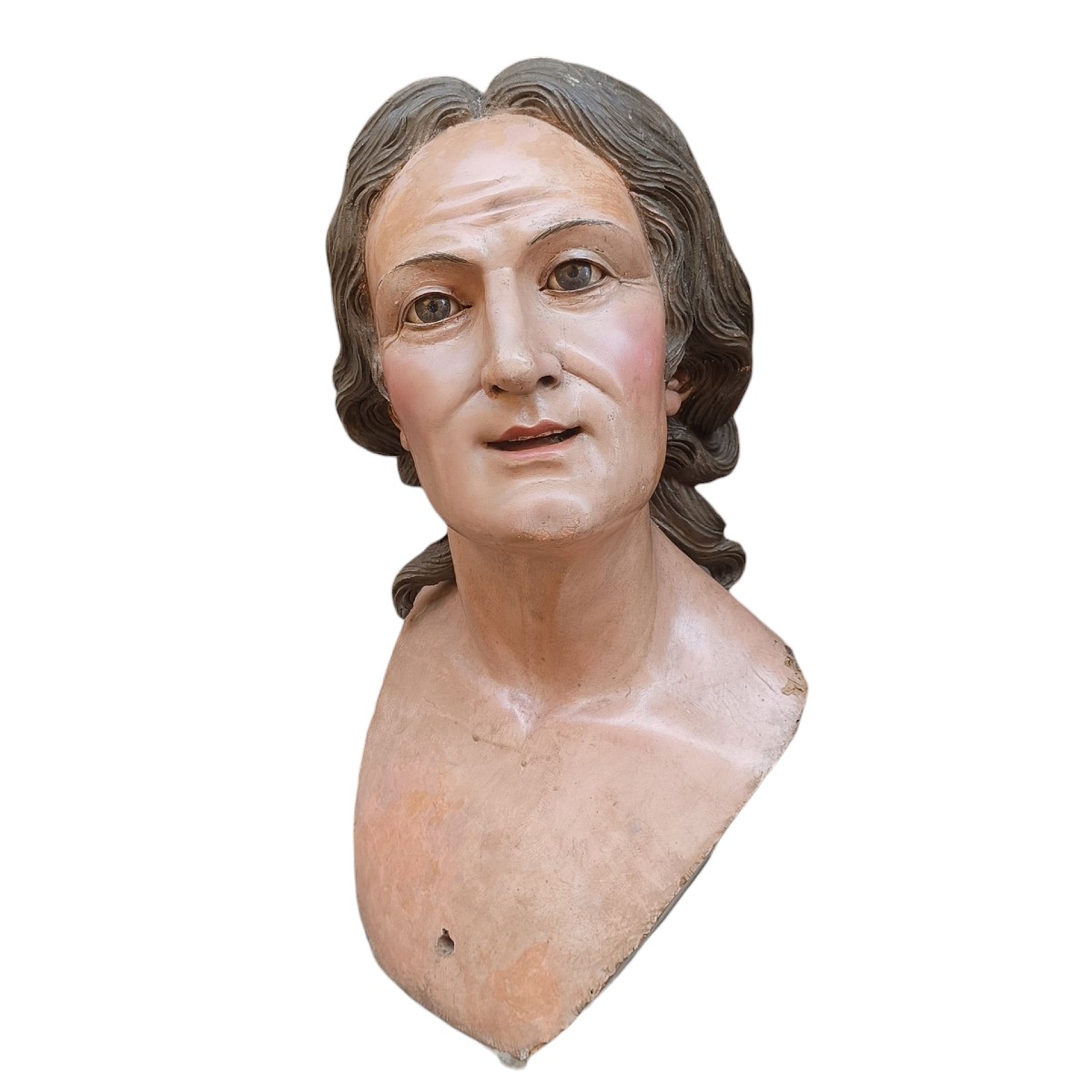 Busto in legno scolpito di Sant'anna.Napoli,XVIII secolo.