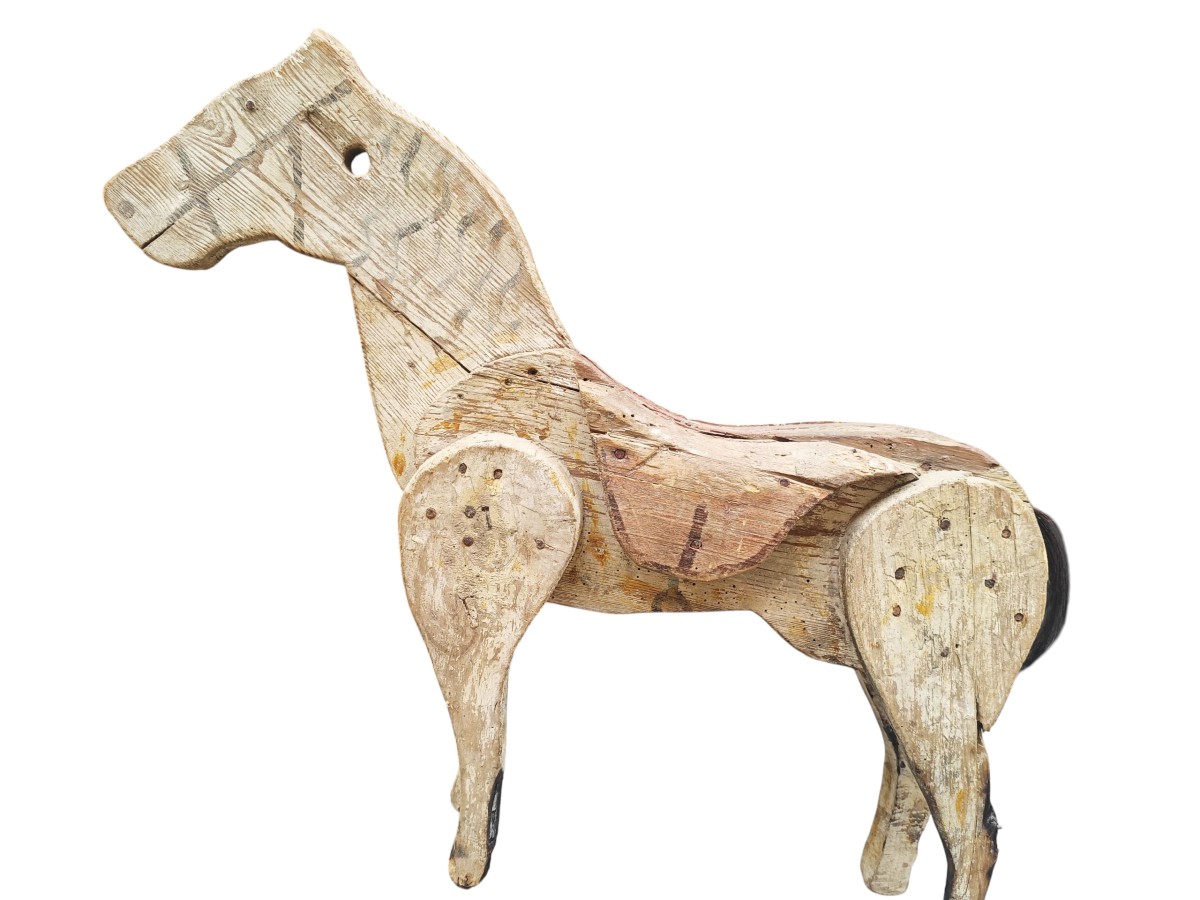 Sagoma di cavallo in legno dipinto.Italia,inizio XX secolo.-photo-2