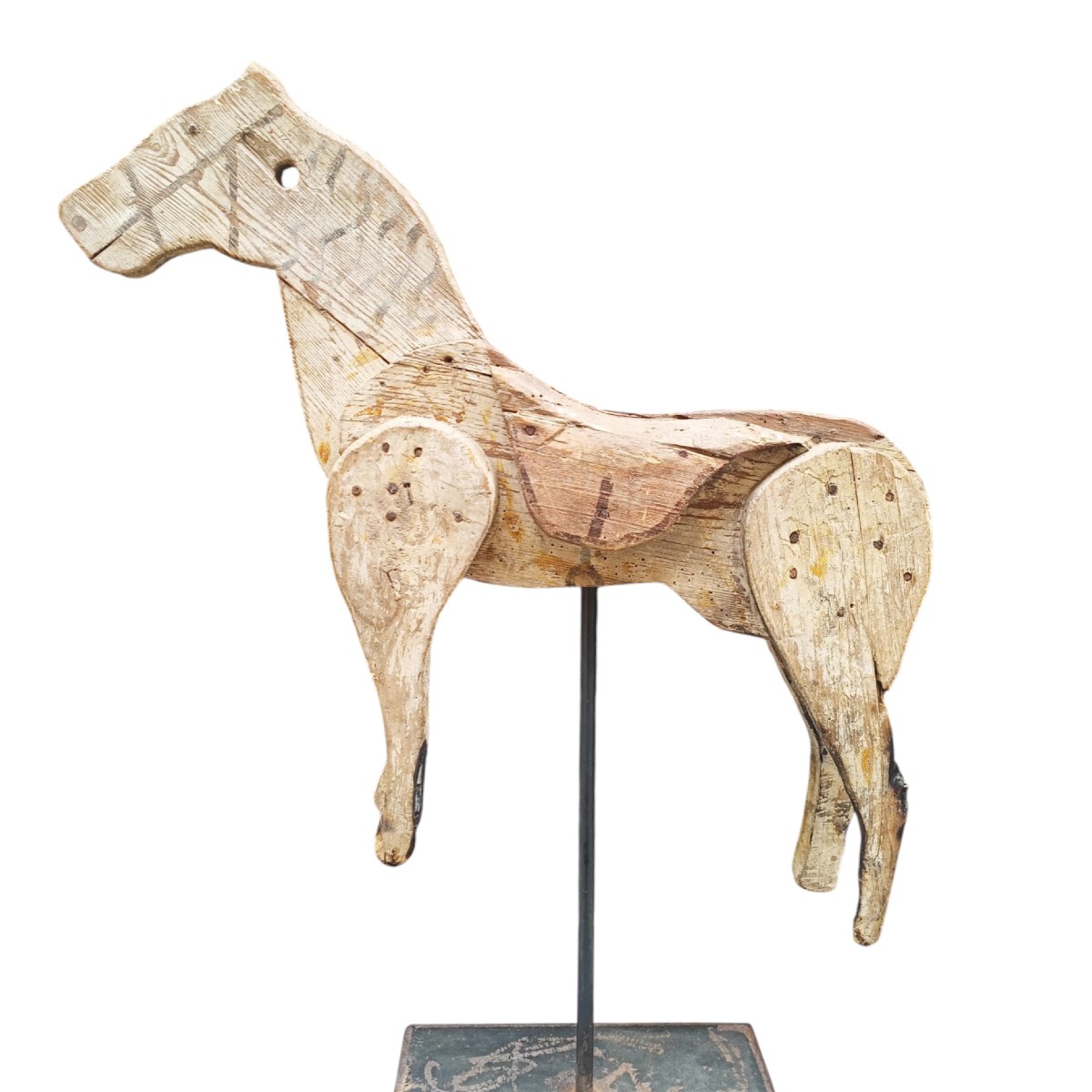 Sagoma di cavallo in legno dipinto.Italia,inizio XX secolo.