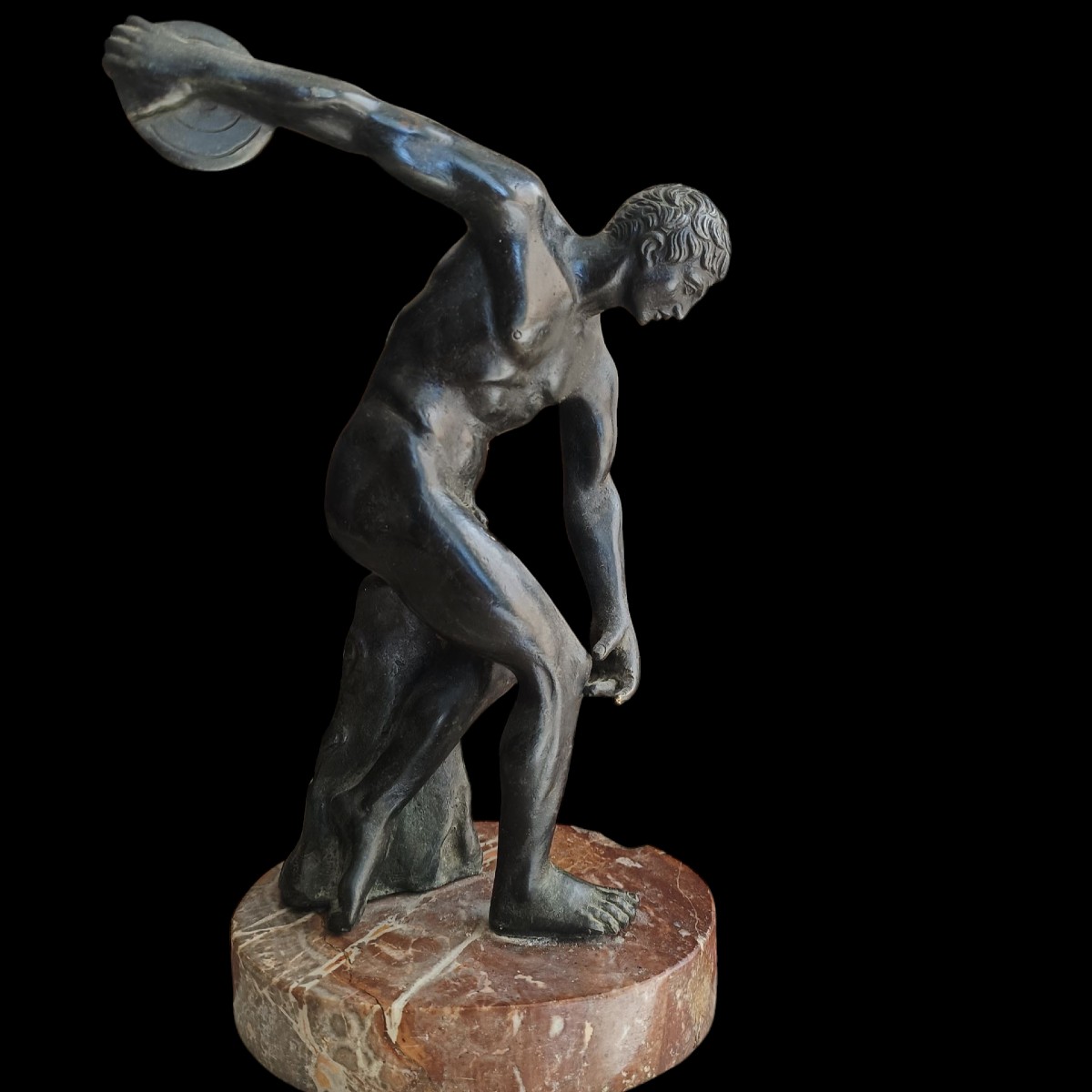 Scultura bronzo Discobolo grand tour.Roma,inizio XIX secolo.
