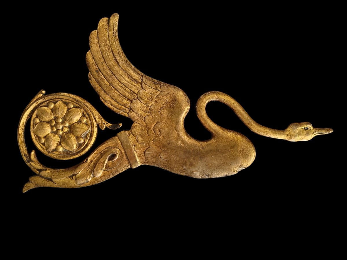 Coppia di elementi in bronzo dorato.XIX secolo.-photo-2