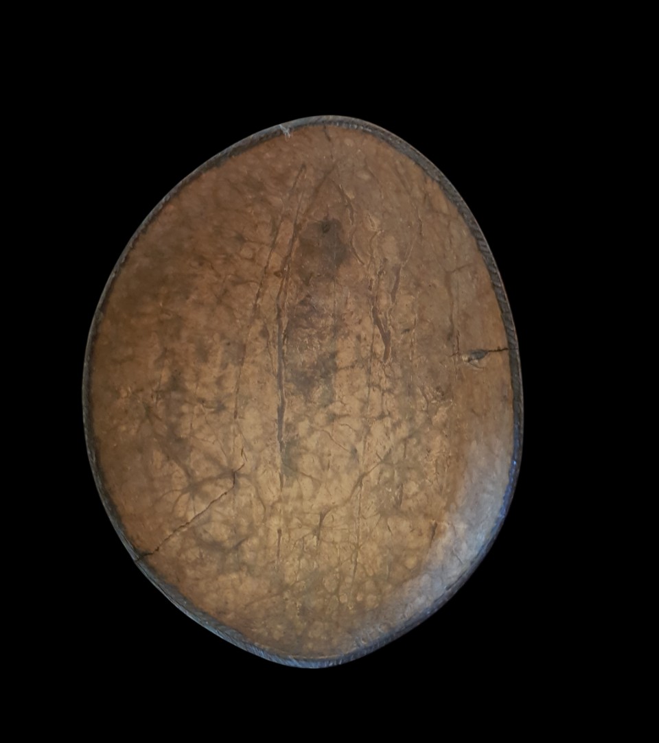 Metà noce di cocco incisa.XIX secolo.-photo-3