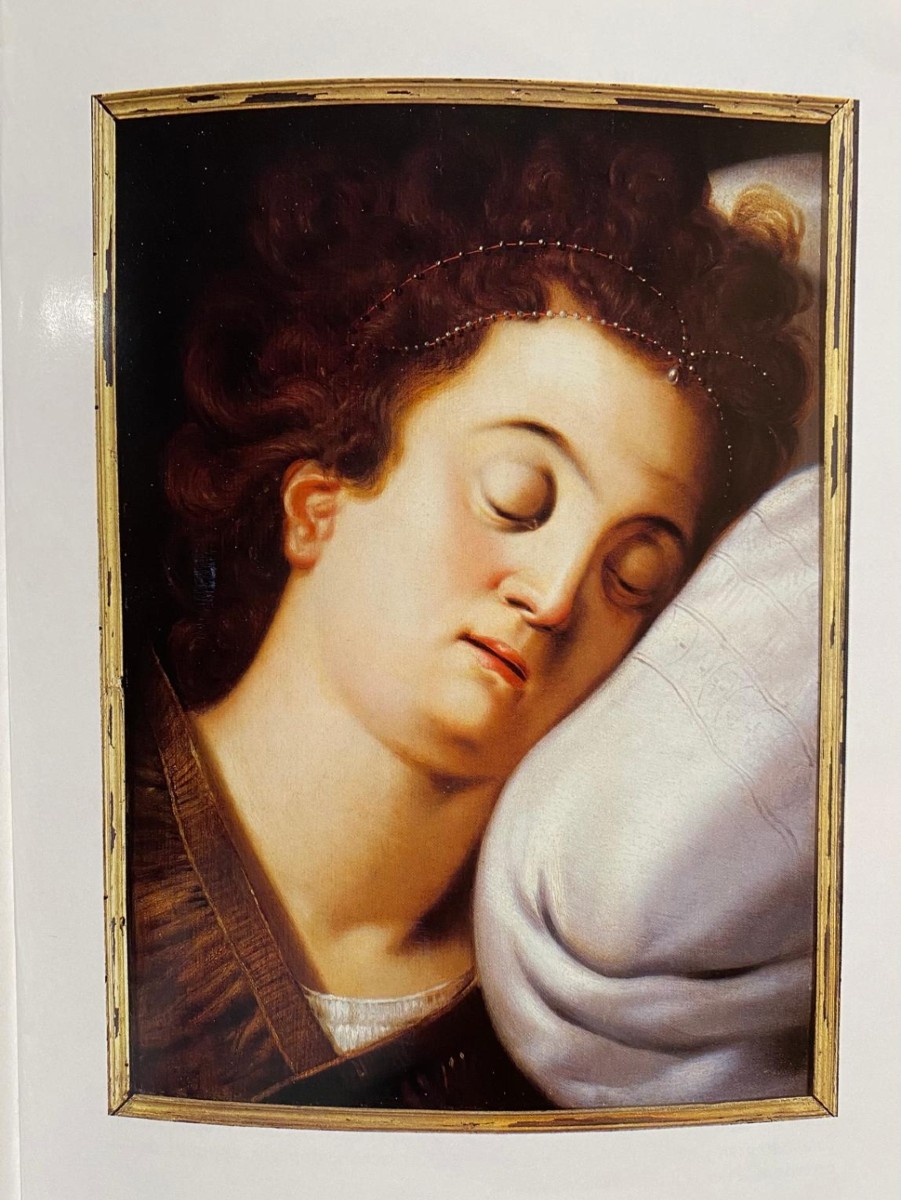 Frans Floris(1519-1570).Dipinto raffigurante Testa muliebre addormentata.-photo-5