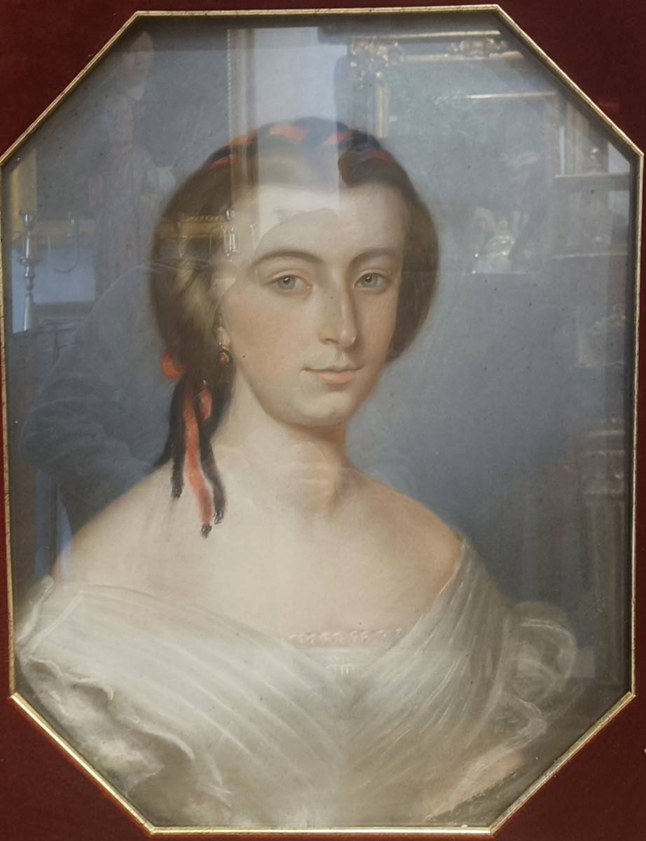 Pastello raffigurante dama,1860 .