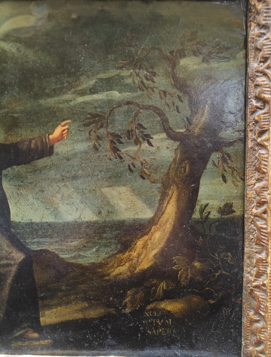 Olio su rame raffigurante scena biblica.Italia,XVII secolo.-photo-3