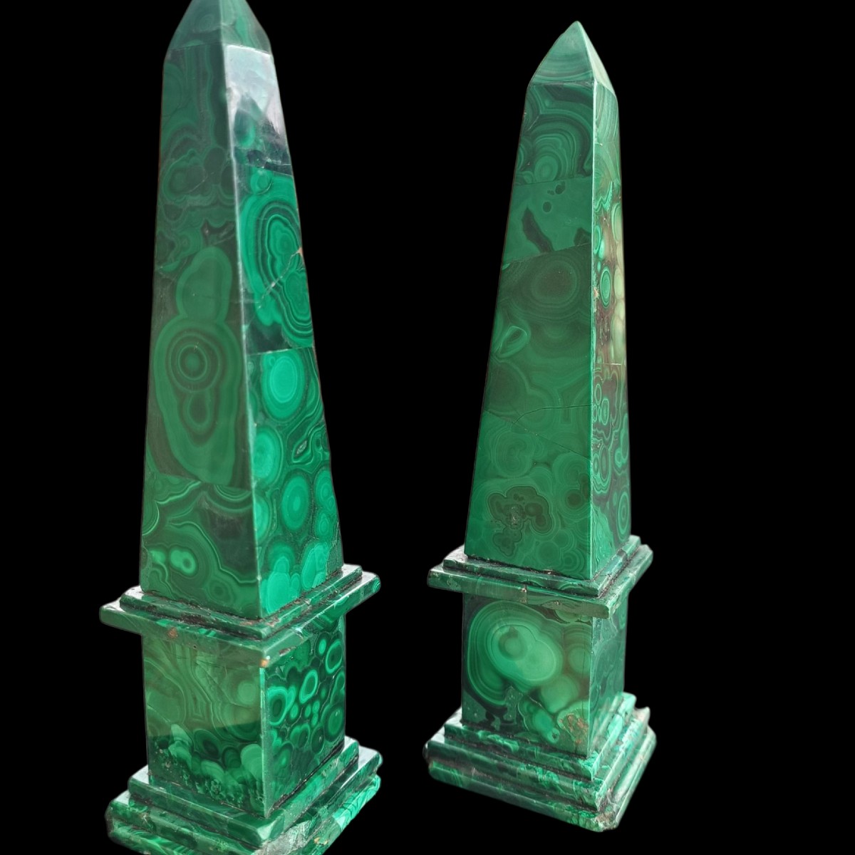 Coppia di obelischi in malachite.XIX secolo.-photo-2