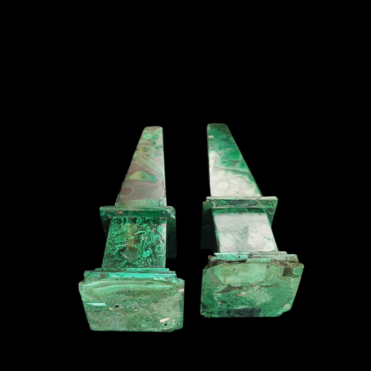 Coppia di obelischi in malachite.XIX secolo.-photo-2