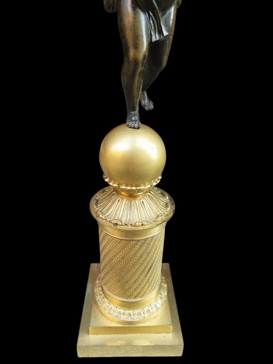 Coppia di grandi candelabri in bronzo dorato.Francia,inizio XIX secolo.-photo-4