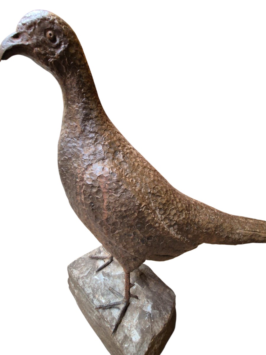 Scultura di fagiano in  ferro forgiato.Italia,metà XX secolo.-photo-3