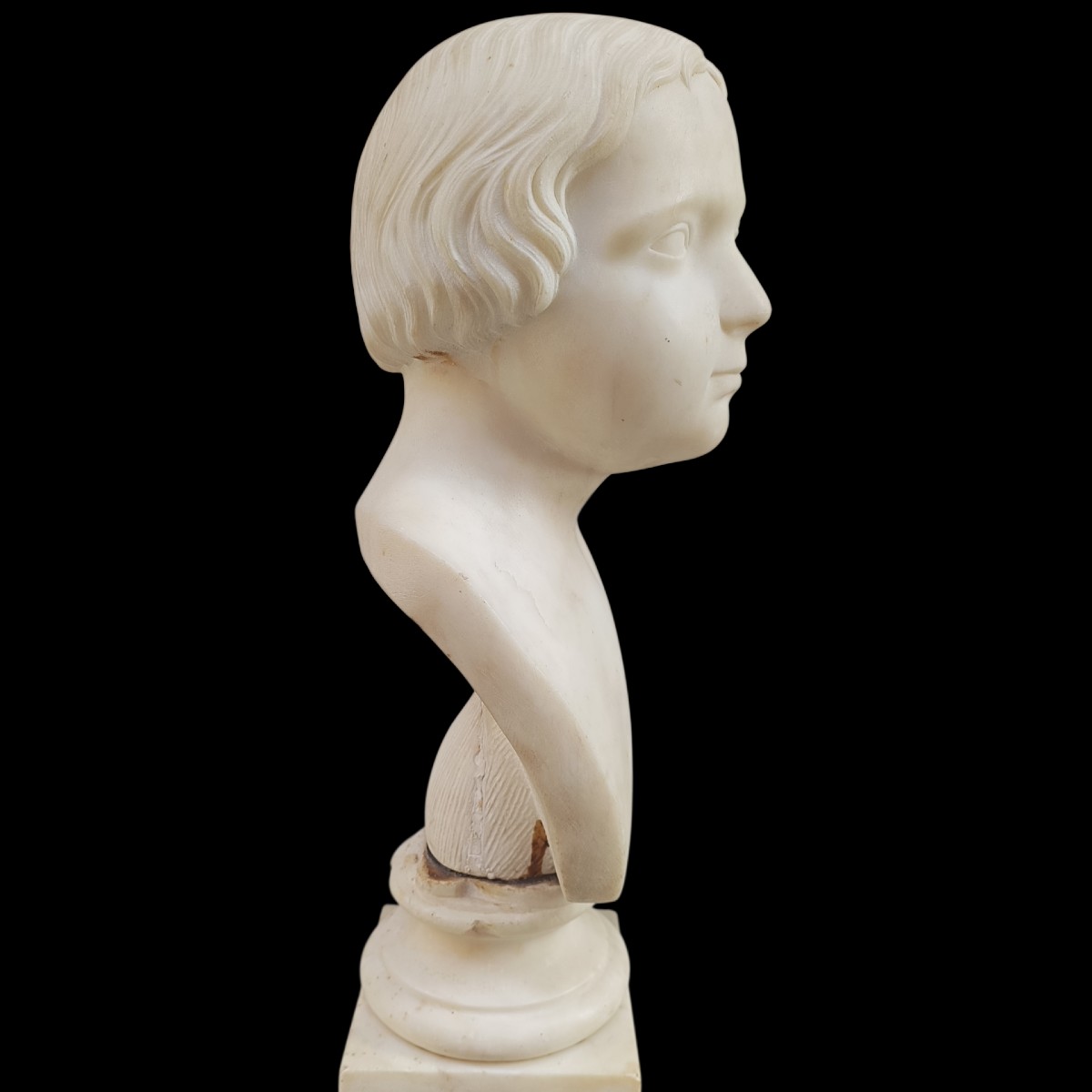 Busto in marmo neoclassico raffigurante fanciullo.Italia,1820 circa.-photo-3