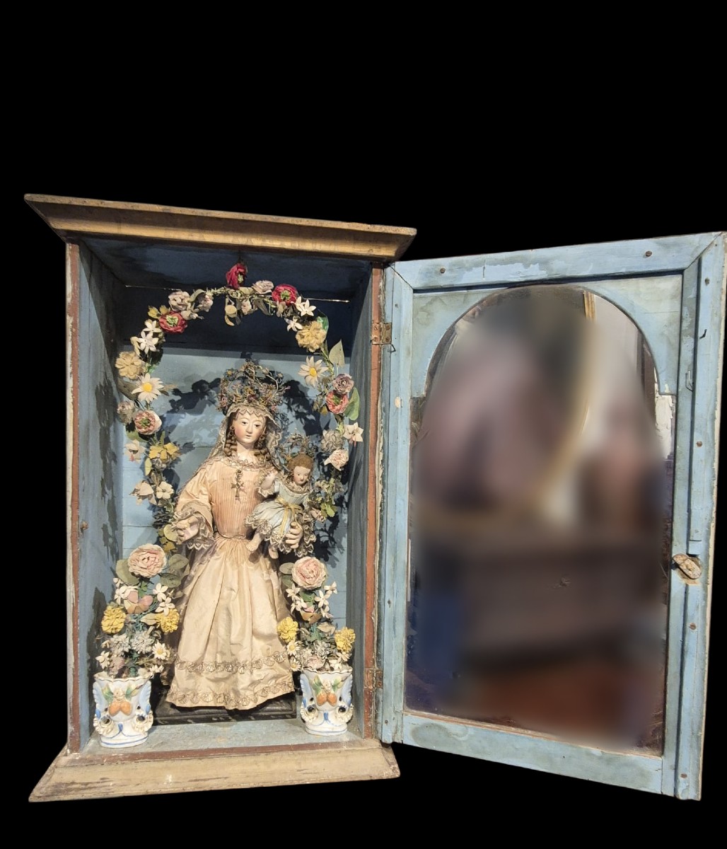 Scultura madonna con bambino in cartapesta.Toscana,inizio XIX secolo.-photo-4