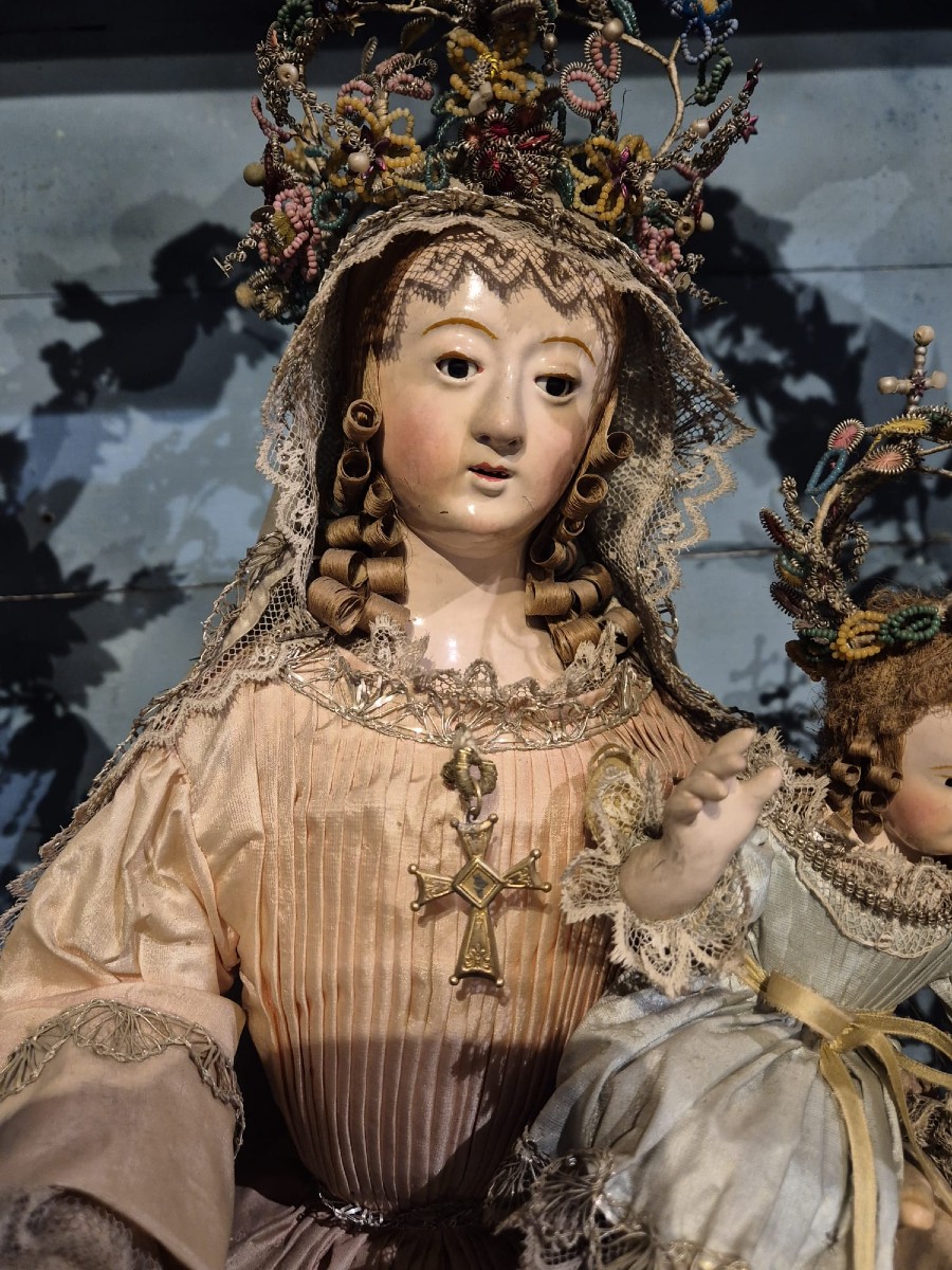 Scultura madonna con bambino in cartapesta.Toscana,inizio XIX secolo.-photo-1