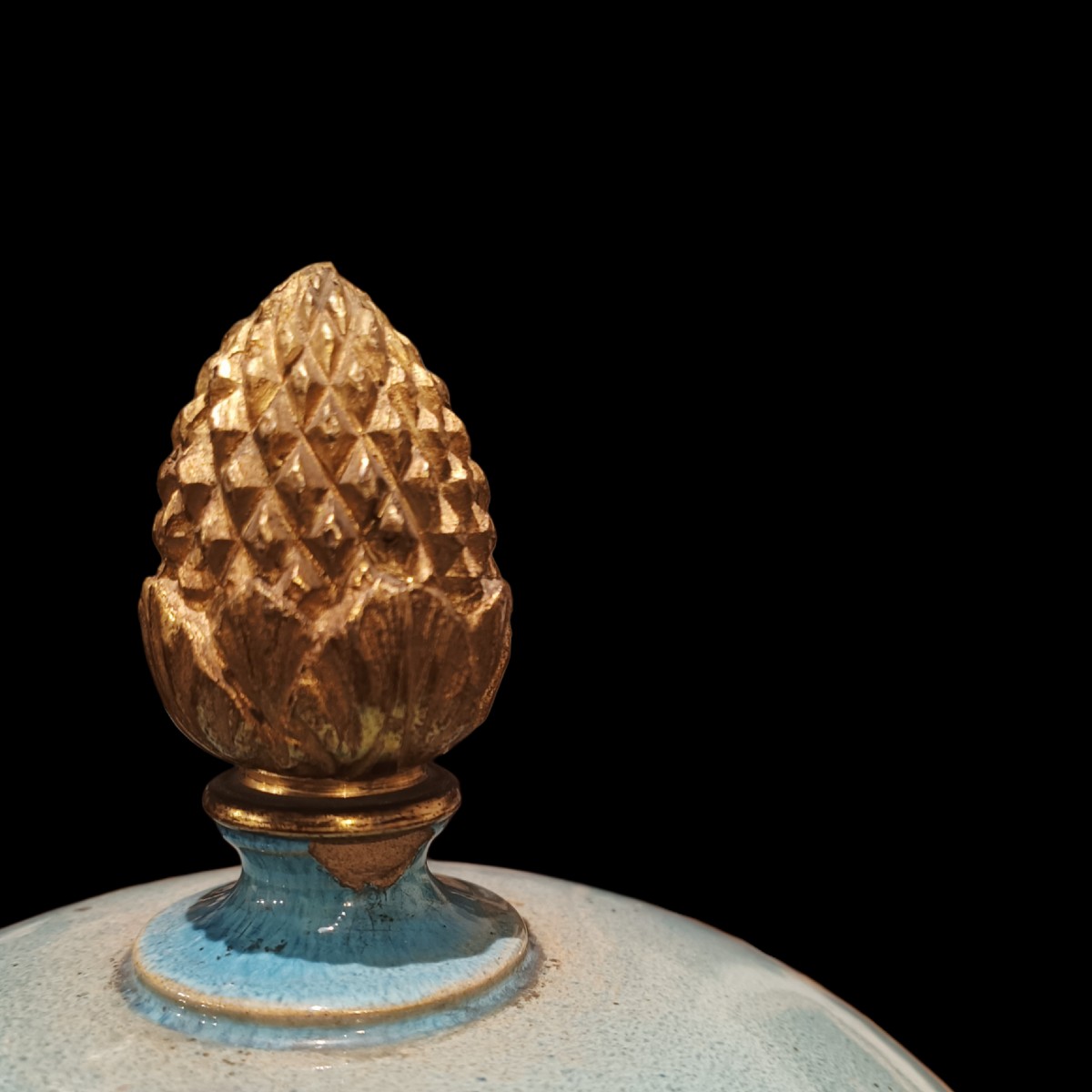 Vaso in ceramica blu e bronzo dorato.Francia,fine XIX secolo.-photo-3