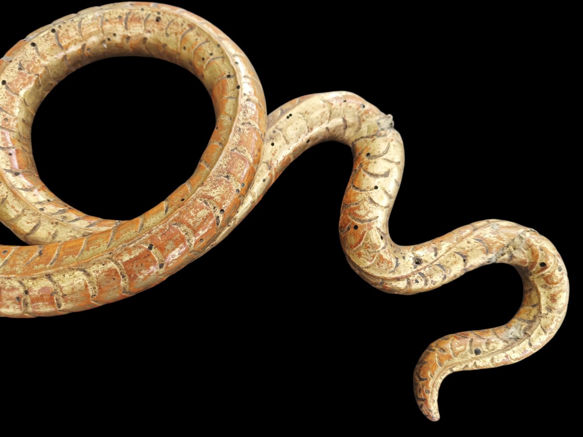 Scultura raffigurante serpente in legno dorato.Italia,fine XVIII secolo.-photo-4