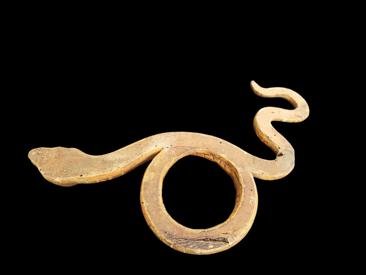 Scultura raffigurante serpente in legno dorato.Italia,fine XVIII secolo.-photo-2