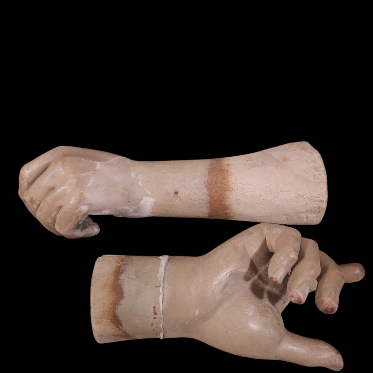 Coppia di mani in legno dipinto. Napoli,XVIII secolo.-photo-3