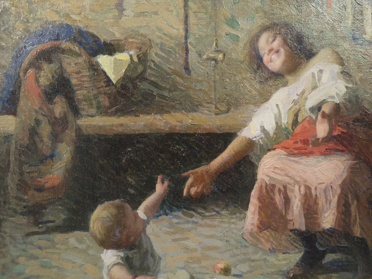 Carlo Facchinetti(1870-1935 Firenze).Dipinto ad Olio su tela.-photo-2