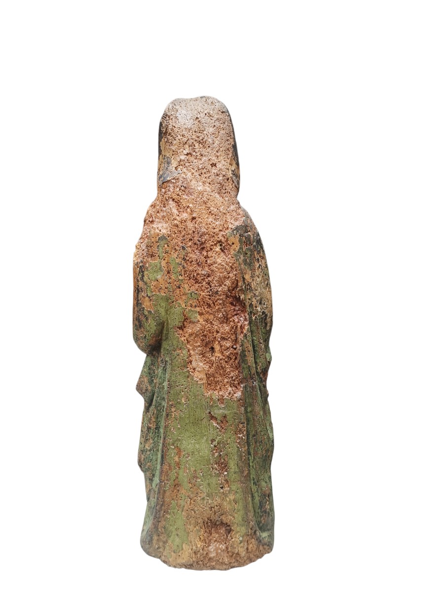 Scultura in legno raffigurante evangelista.Italia centrale,XIV secolo.-photo-2