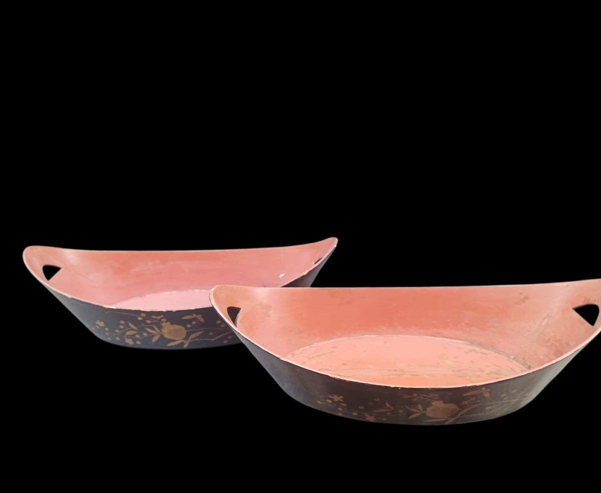 Coppia di cachepot in legno laccato.Francia,XIX secolo.-photo-2