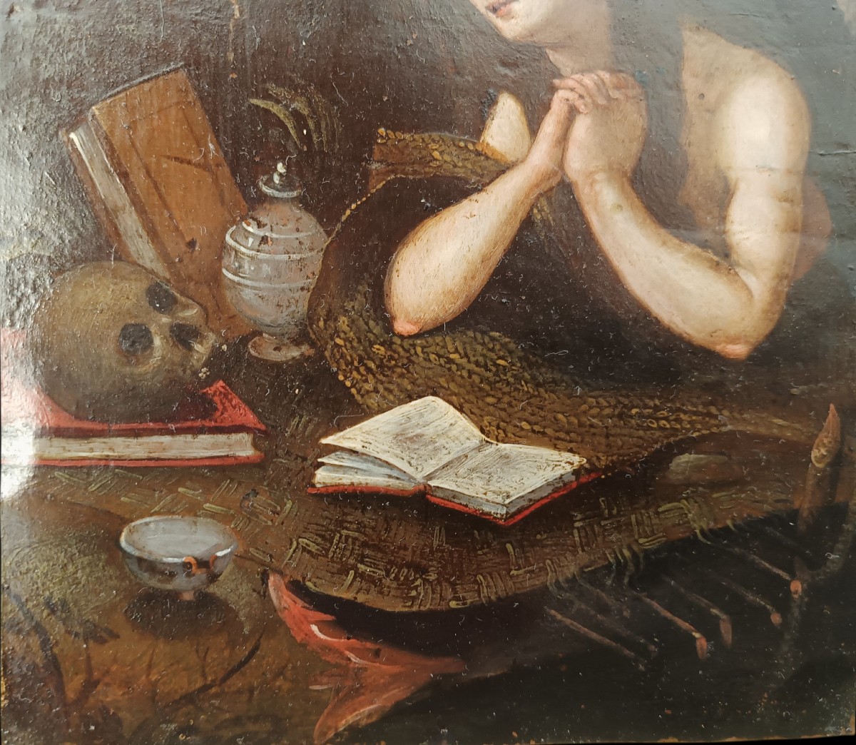 Dipinto su rame raffigurante maddalena.Italia,XVII secolo.-photo-3