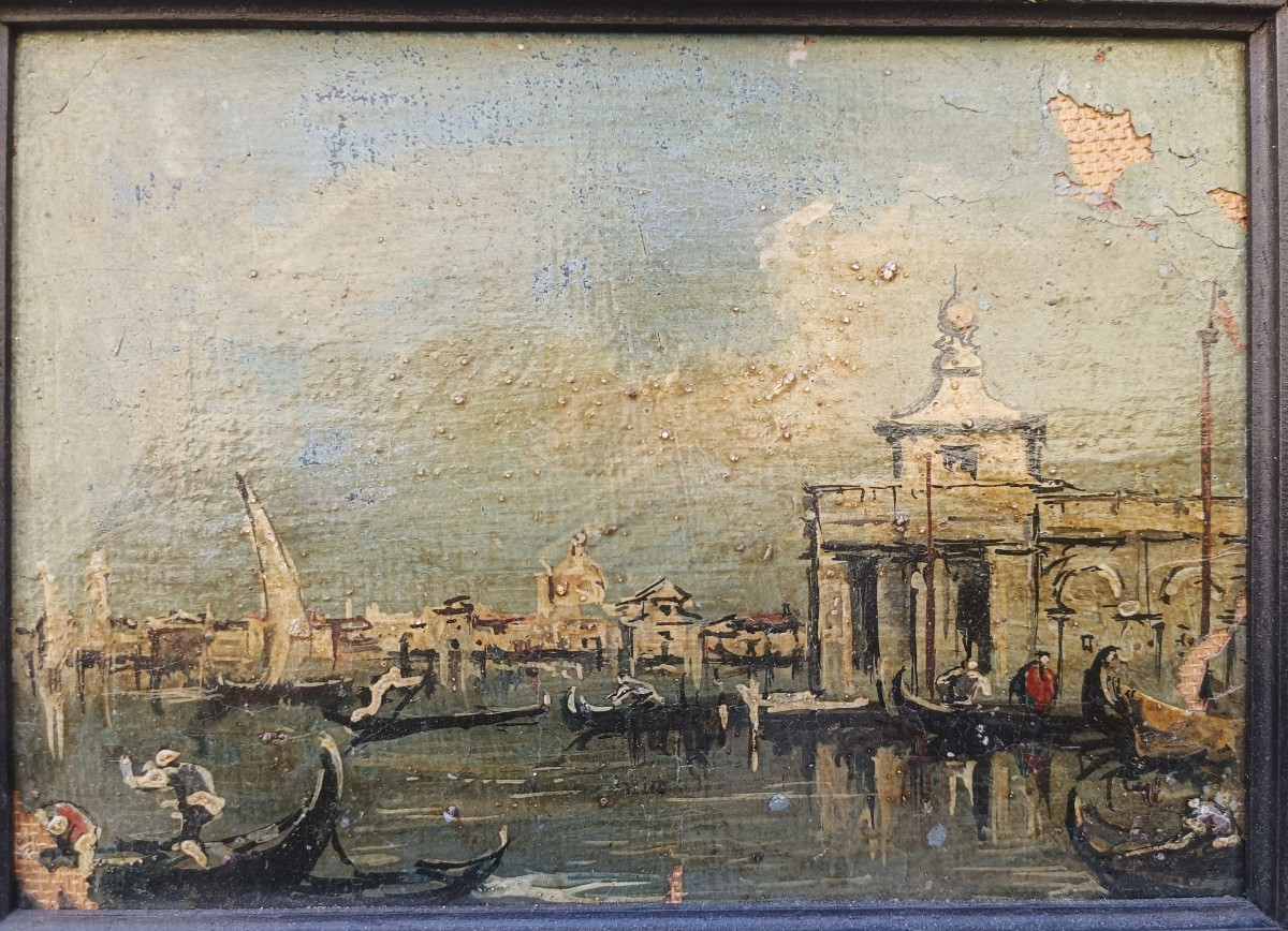Coppia di oli su tela raffiguranti Venezia.Italia,inizio XX secolo.-photo-3