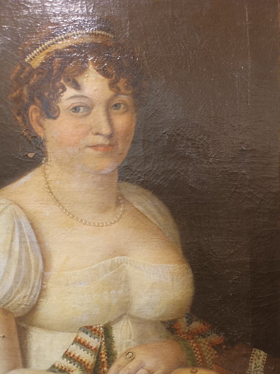 Ritratto Nobildonna ad olio su tela. Toscana,inizio XIX secolo. -photo-2