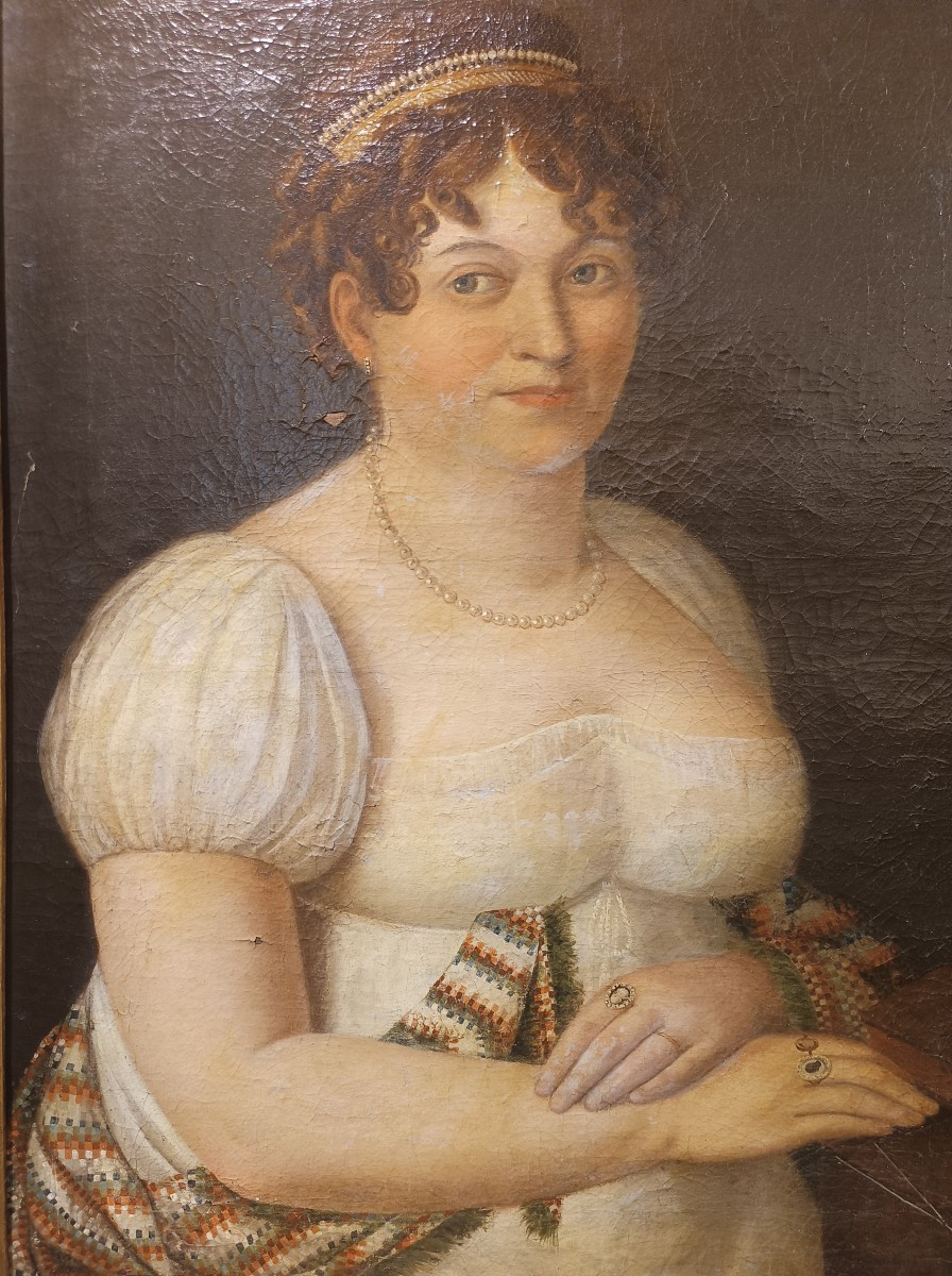 Ritratto Nobildonna ad olio su tela. Toscana,inizio XIX secolo. -photo-4