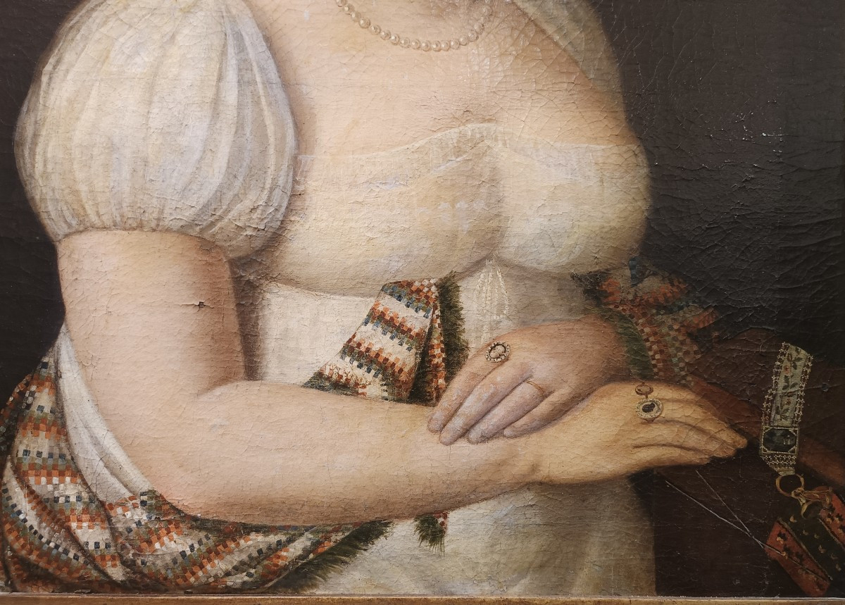 Ritratto Nobildonna ad olio su tela. Toscana,inizio XIX secolo. -photo-1