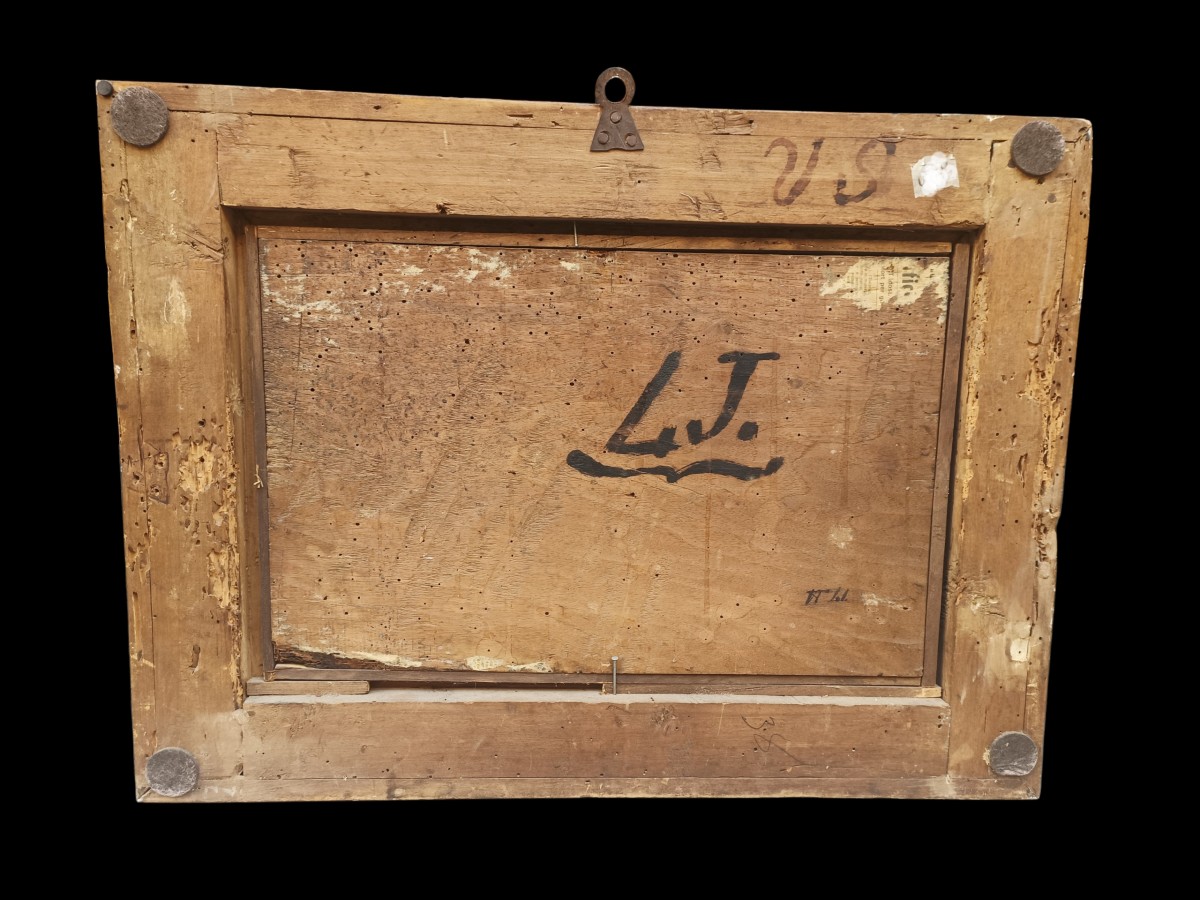 Natura morta ad olio su tavola.Cerchia di Baldassarre de Caro(Napoli-1689-1750)-photo-4