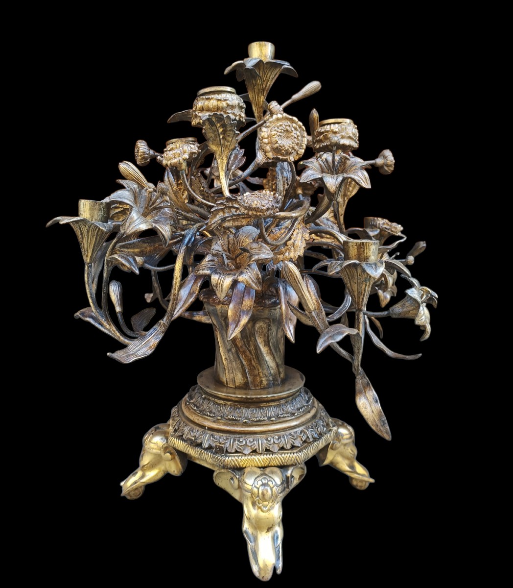 Candelabro in bronzo dorato.Francia,fine XIX secolo.-photo-2
