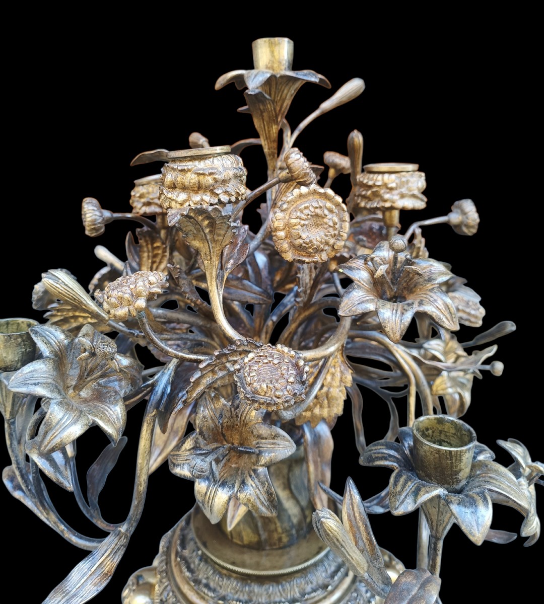 Candelabro in bronzo dorato.Francia,fine XIX secolo.-photo-3