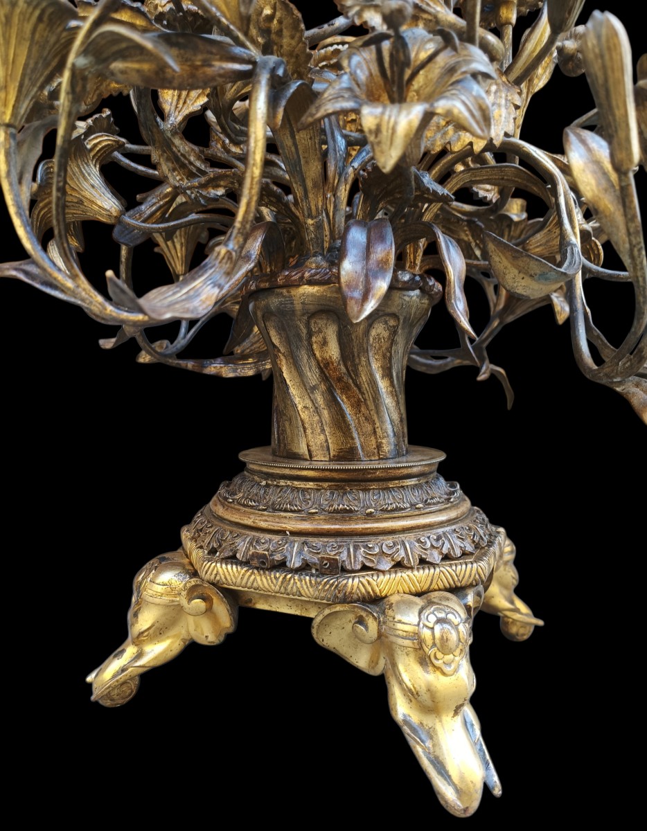Candelabro in bronzo dorato.Francia,fine XIX secolo.-photo-4