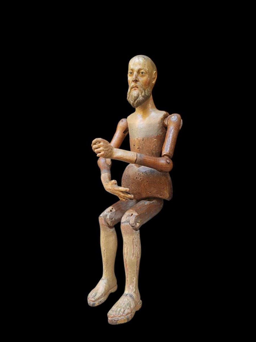 Manichino in legno dipinto.Italia,XVIII secolo.